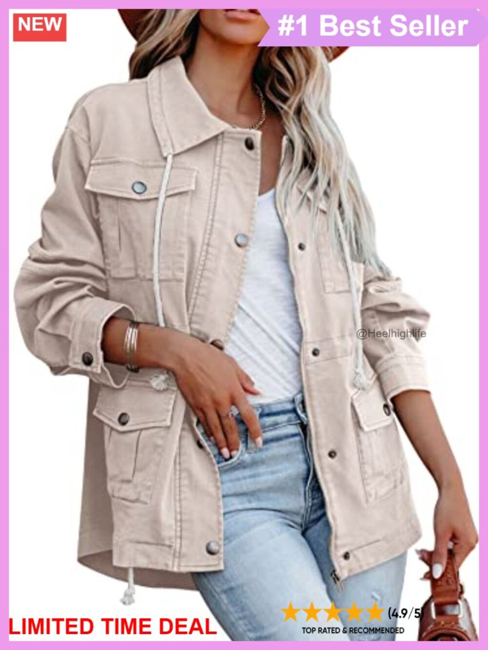Military Anorak Jacket Zip Up Safari Utility Coat Long Sleeve Cotton